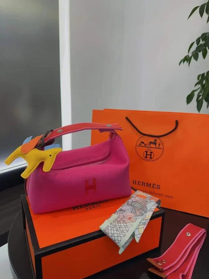 Hermes Trousse Bride-A-Brac Case Canvas Palladium Hardware In Variation