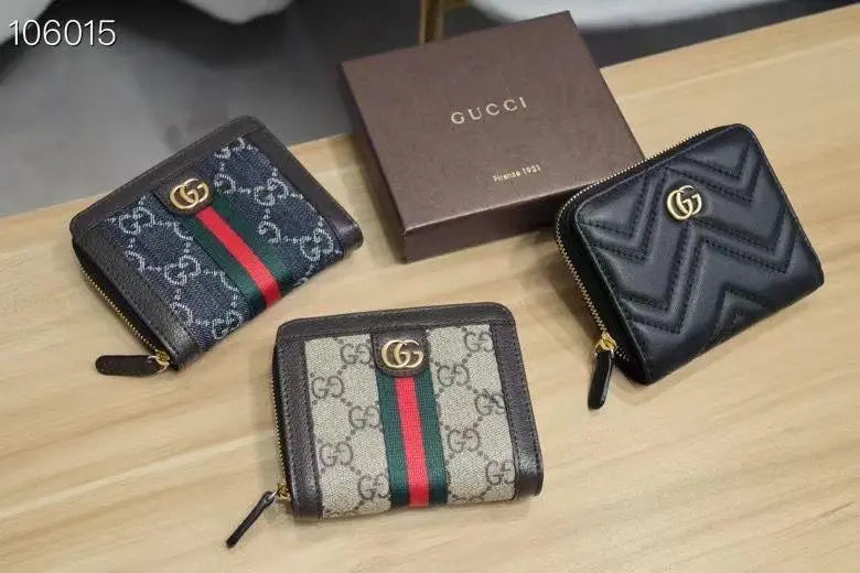 Gucci GG Ophidia Card Case Wallet Coin Purse Brown
