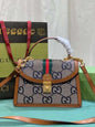 Gucci Genuine Leather Shoulder Diagonal Woman Crossbody Bag Red Green Stripe