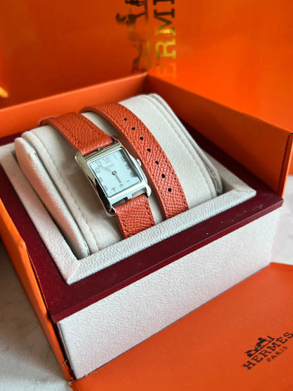 Hermes Heure H Mother-Of-Pearl Diamond Dial Stainless Steel Women鈥檚 Watch