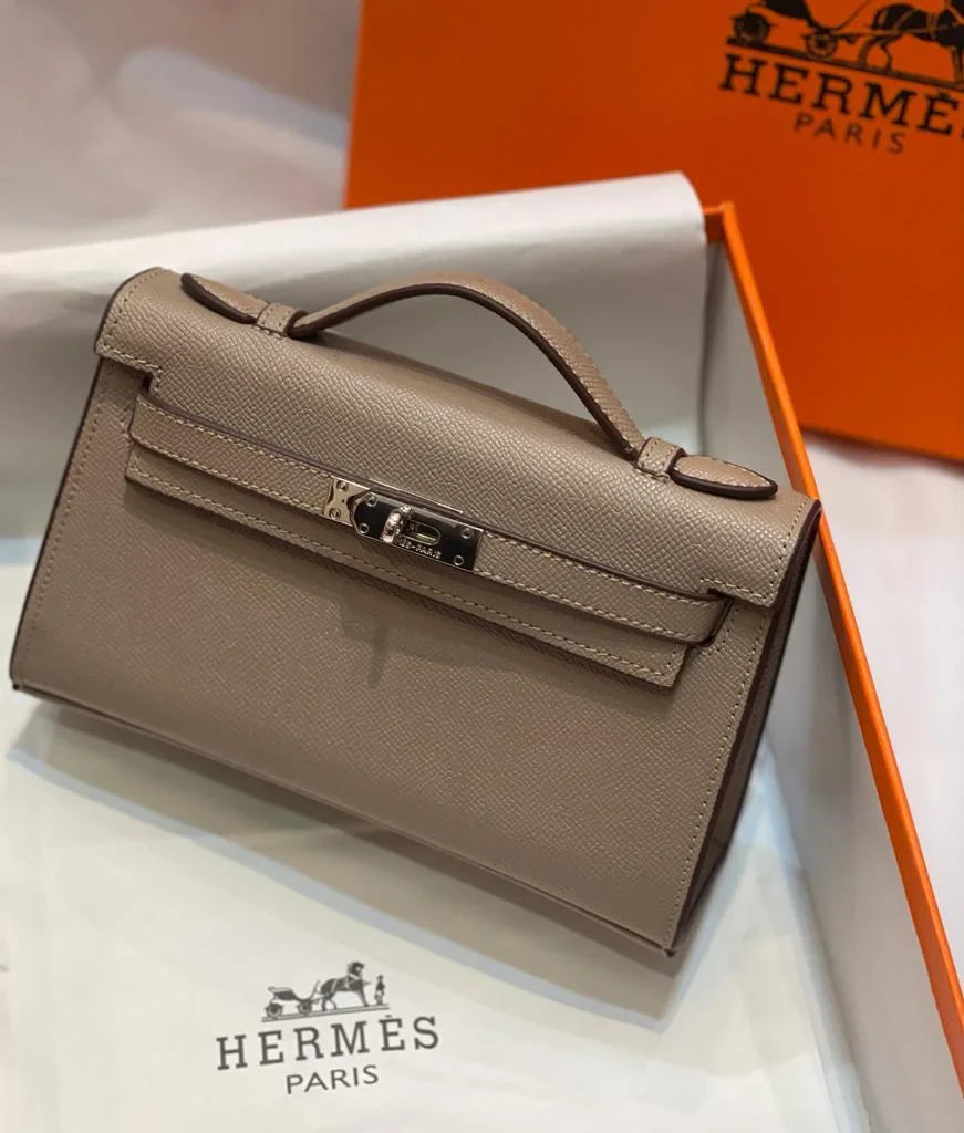 Hermes Kelly Bag 19 Epsom Leather Light Gray