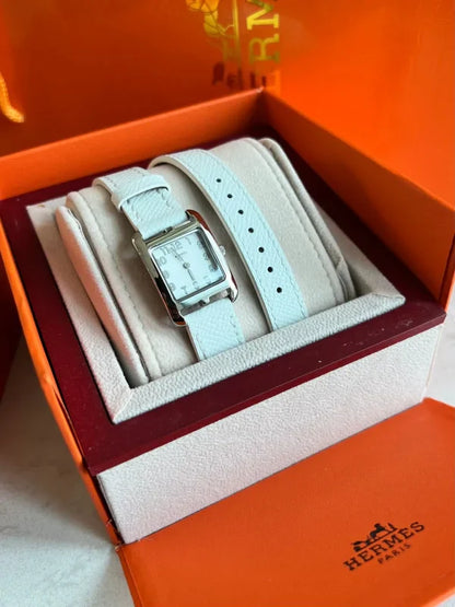 Hermes Heure H Mother-Of-Pearl Diamond Dial Stainless Steel Women鈥檚 Watch
