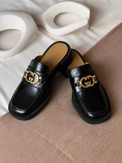 Gucci Mule Leather Interlocking G Slipper