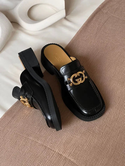 Gucci Mule Leather Interlocking G Slipper