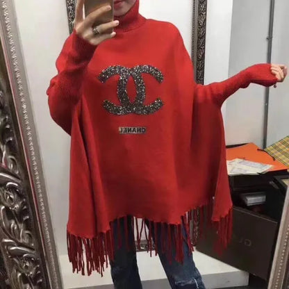 Chanel Logo Printed Poncho Shawl