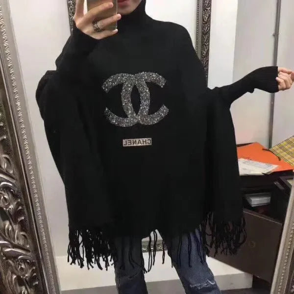 Chanel Logo Printed Poncho Shawl