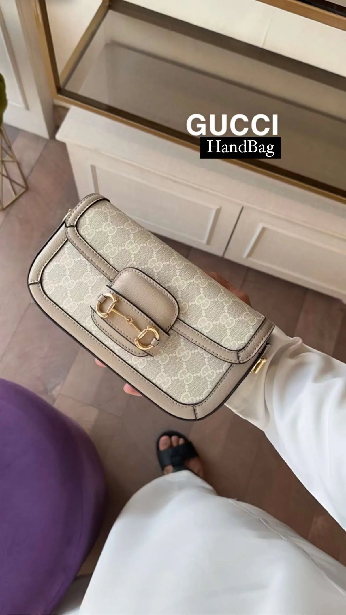 Gucci Horsebit GG Logo Print Shoulder Bag