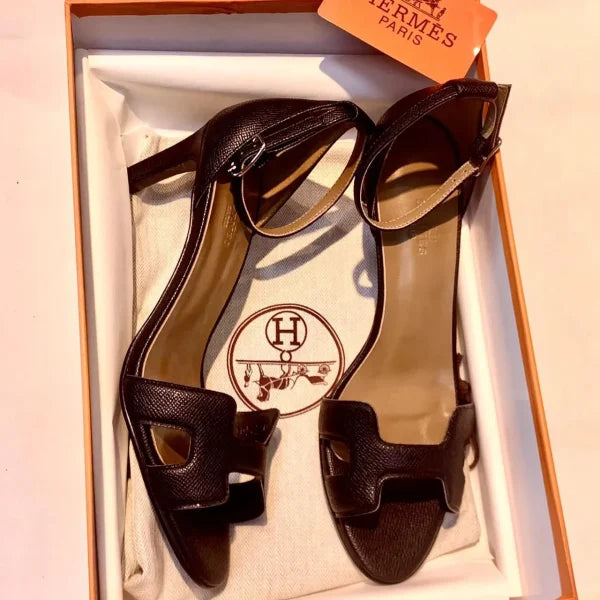 Hermes Taupe Leather Premiere Sandals