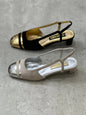 Chanel Metallic Leather and Grosgrain Cap Toe