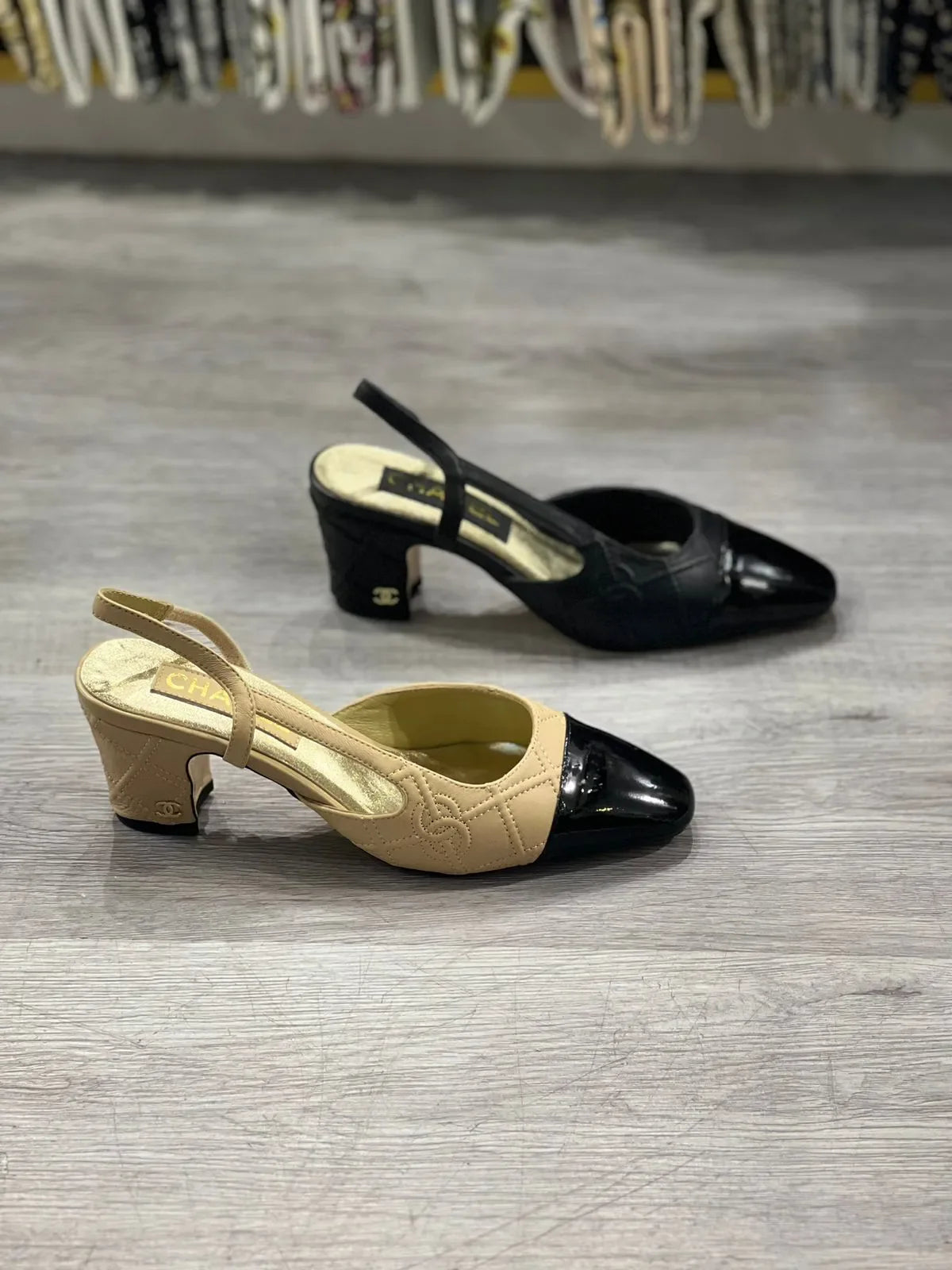 Chanel Two Tone Slingback Heel