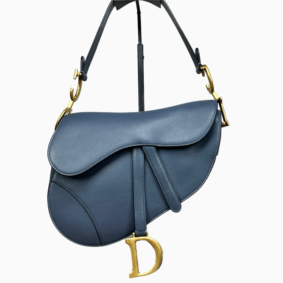Dior Saddle Blue Grey Medium Leather Handbag Rovelle Bags