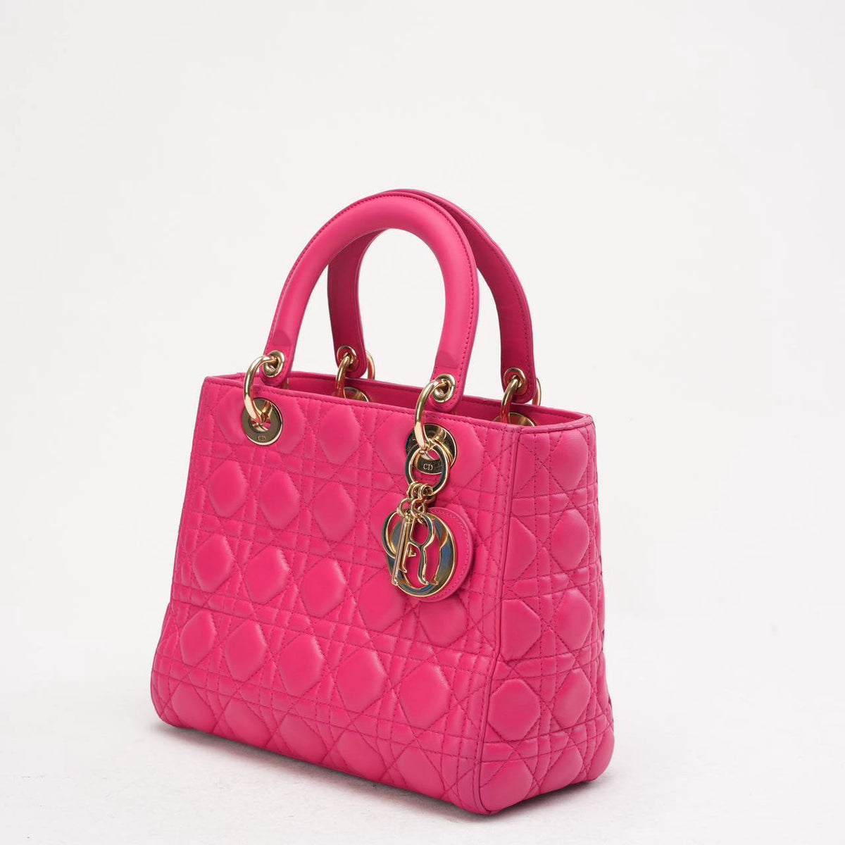 Christian Dior Pink Medium Lady Dior Bag In Cannage 2013 Rovelle Bags