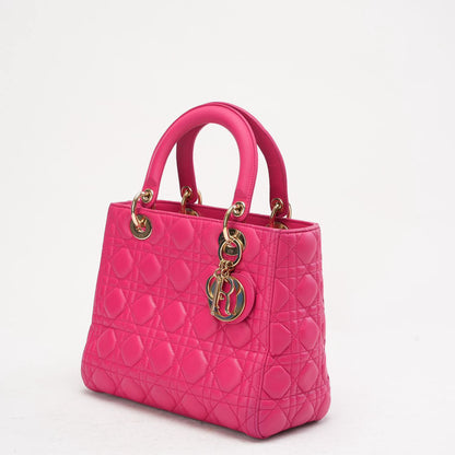 Christian Dior Pink Medium Lady Dior Bag In Cannage 2013 Rovelle Bags