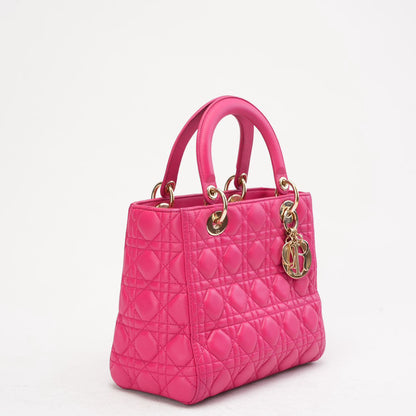 Christian Dior Pink Medium Lady Dior Bag In Cannage 2013 Rovelle Bags