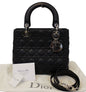 CHRISTIAN DIOR Cannage Quilted Lambskin Leather Lady Dior Medium Bag Rovelle Bags