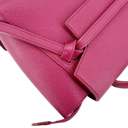 CELINE Micro Belt Grained Calfskin Leather Shoulder Bag Burgundy