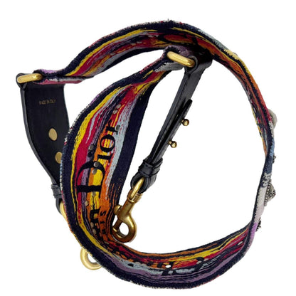 CHRISTIAN DIOR Studded Embroidered Canvas Shoulder Strap Rainbow Rovelle Bags