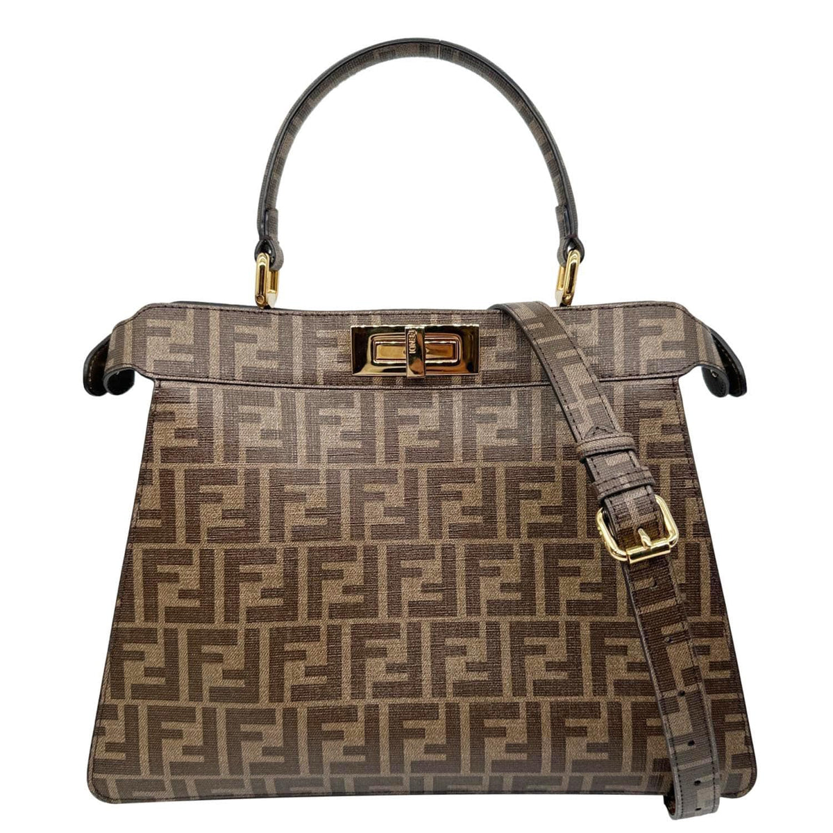 FENDI x Antonio Lopez Peekaboo I See U Medium Zucca Canvas Crossbody Bag Dark Brown Rovelle Bags