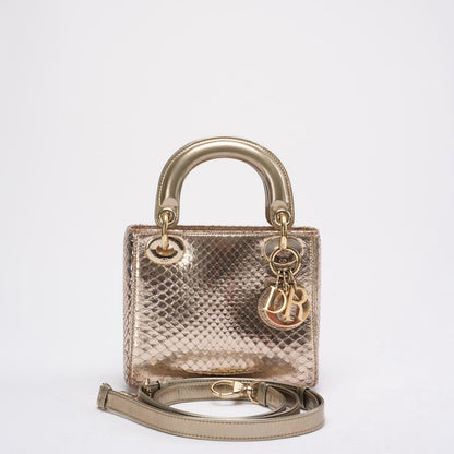 Dior Mini Lady Dior Bag Gold In Python Leather 2014 Rovelle Bags