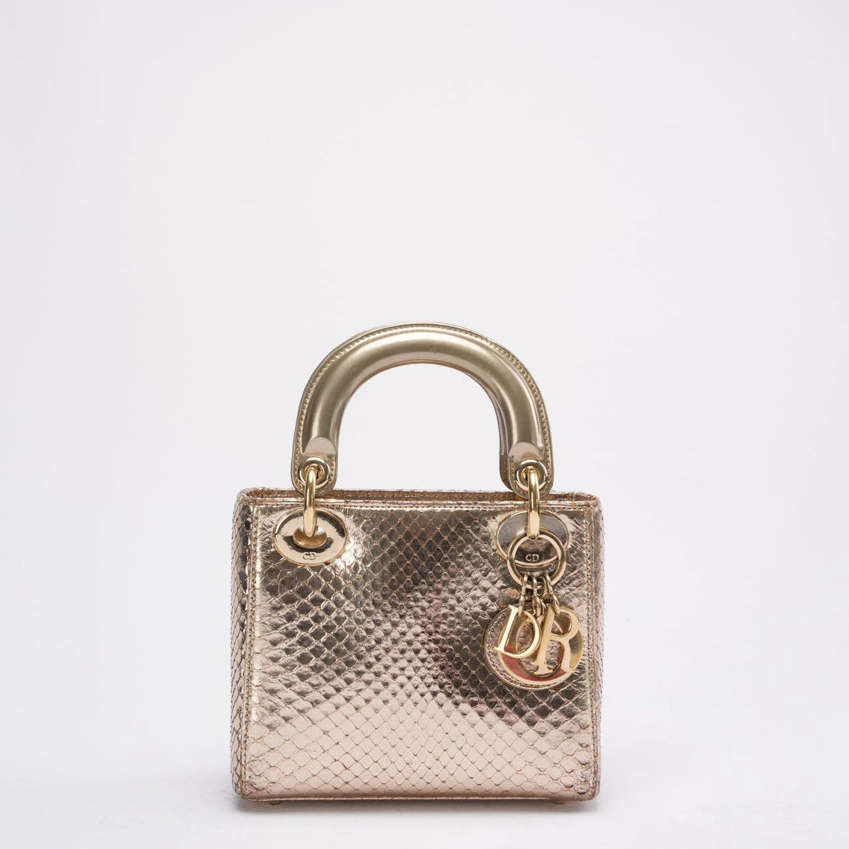 Dior Mini Lady Dior Bag Gold In Python Leather 2014 Rovelle Bags