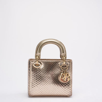 Dior Mini Lady Dior Bag Gold In Python Leather 2014 Rovelle Bags