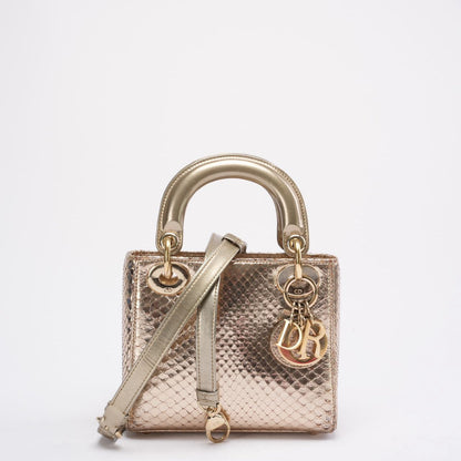 Dior Mini Lady Dior Bag Gold In Python Leather 2014 Rovelle Bags