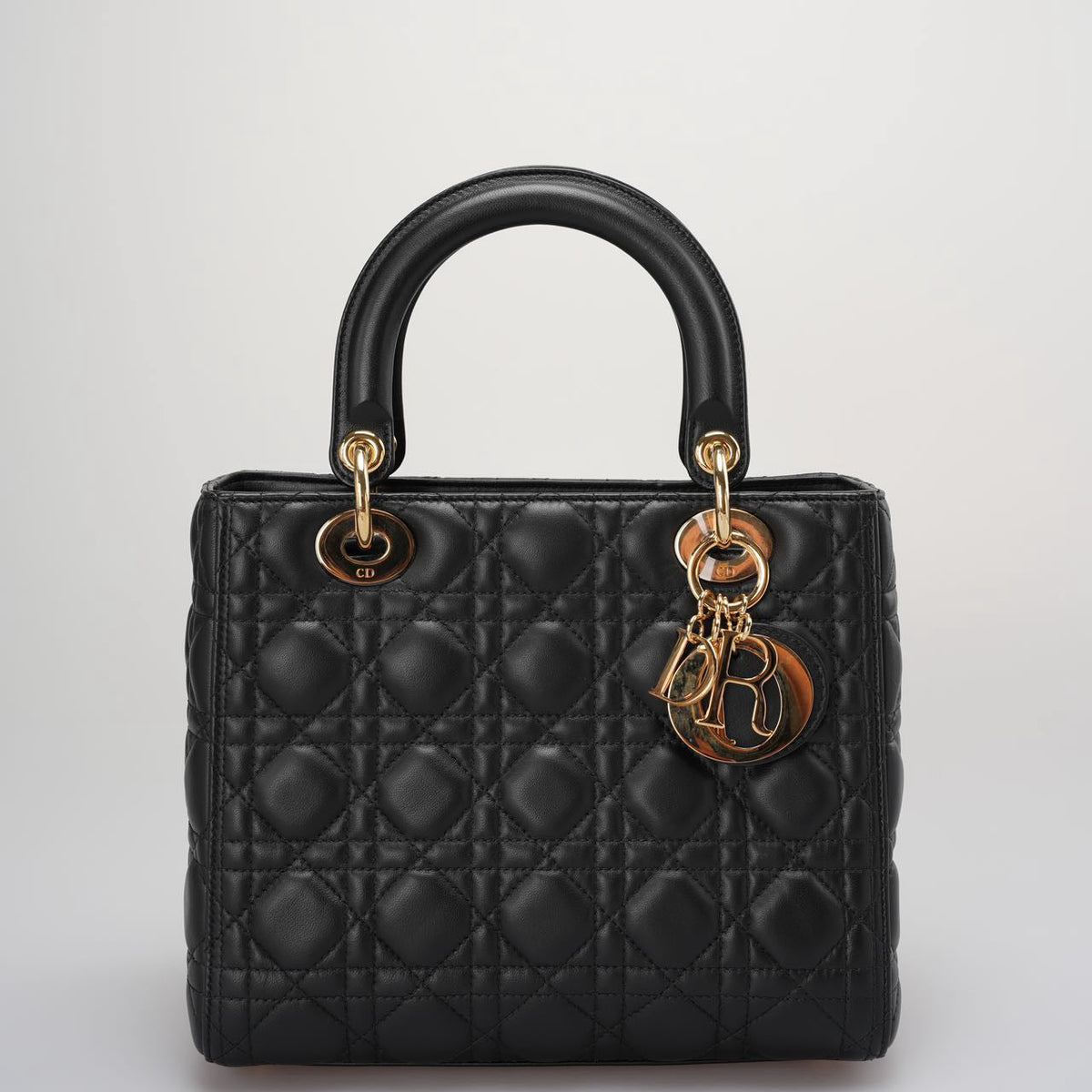 Dior Black Lady Dior Bag In Medium Size Cannage Lambskin Leather With Goid Hardware From 2016 Rovelle Bags