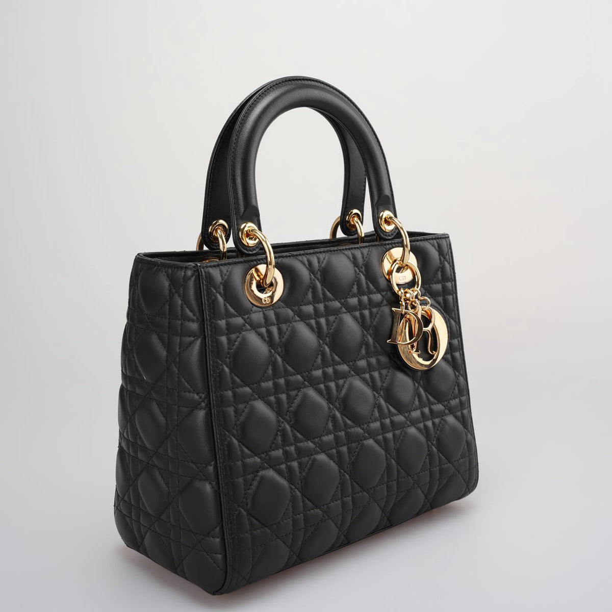 Dior Black Lady Dior Bag In Medium Size Cannage Lambskin Leather With Goid Hardware From 2016 Rovelle Bags