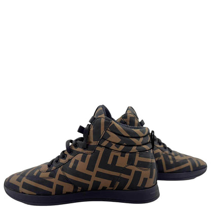 FENDI High Top FF Quilted Zucca Nylon Sneakers Size 38 Brown Rovelle Bags