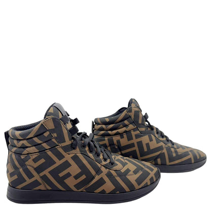 FENDI High Top FF Quilted Zucca Nylon Sneakers Size 38 Brown Rovelle Bags