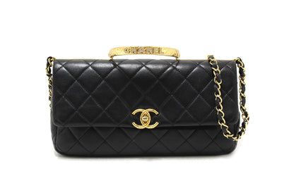 Chanel Black Calfskin Leather Large Flap Bag with Handle Rovelle Bags