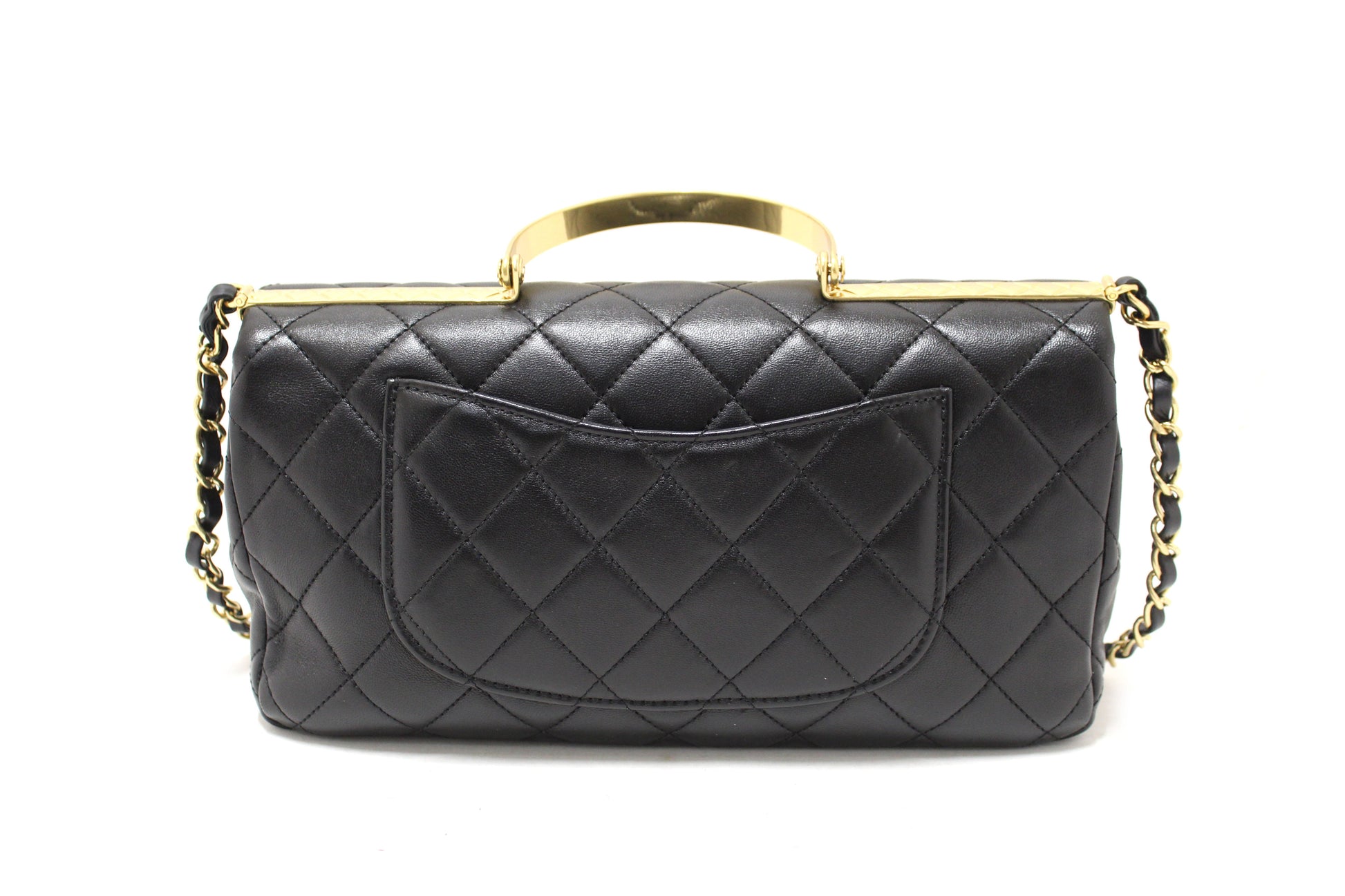 Chanel Black Calfskin Leather Large Flap Bag with Handle Rovelle Bags