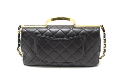 Chanel Black Calfskin Leather Large Flap Bag with Handle Rovelle Bags