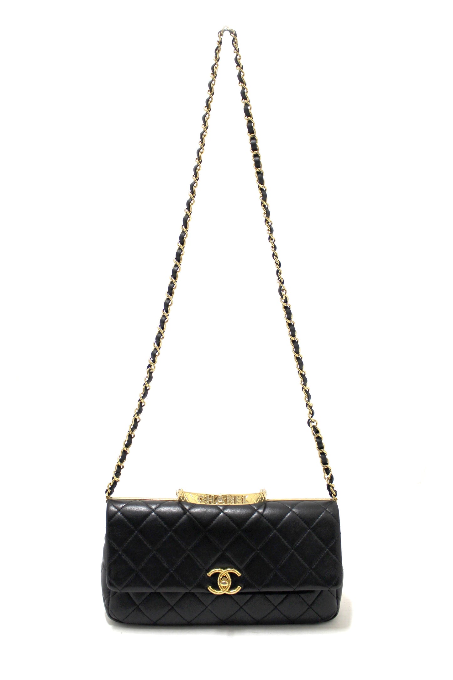 Chanel Black Calfskin Leather Large Flap Bag with Handle Rovelle Bags
