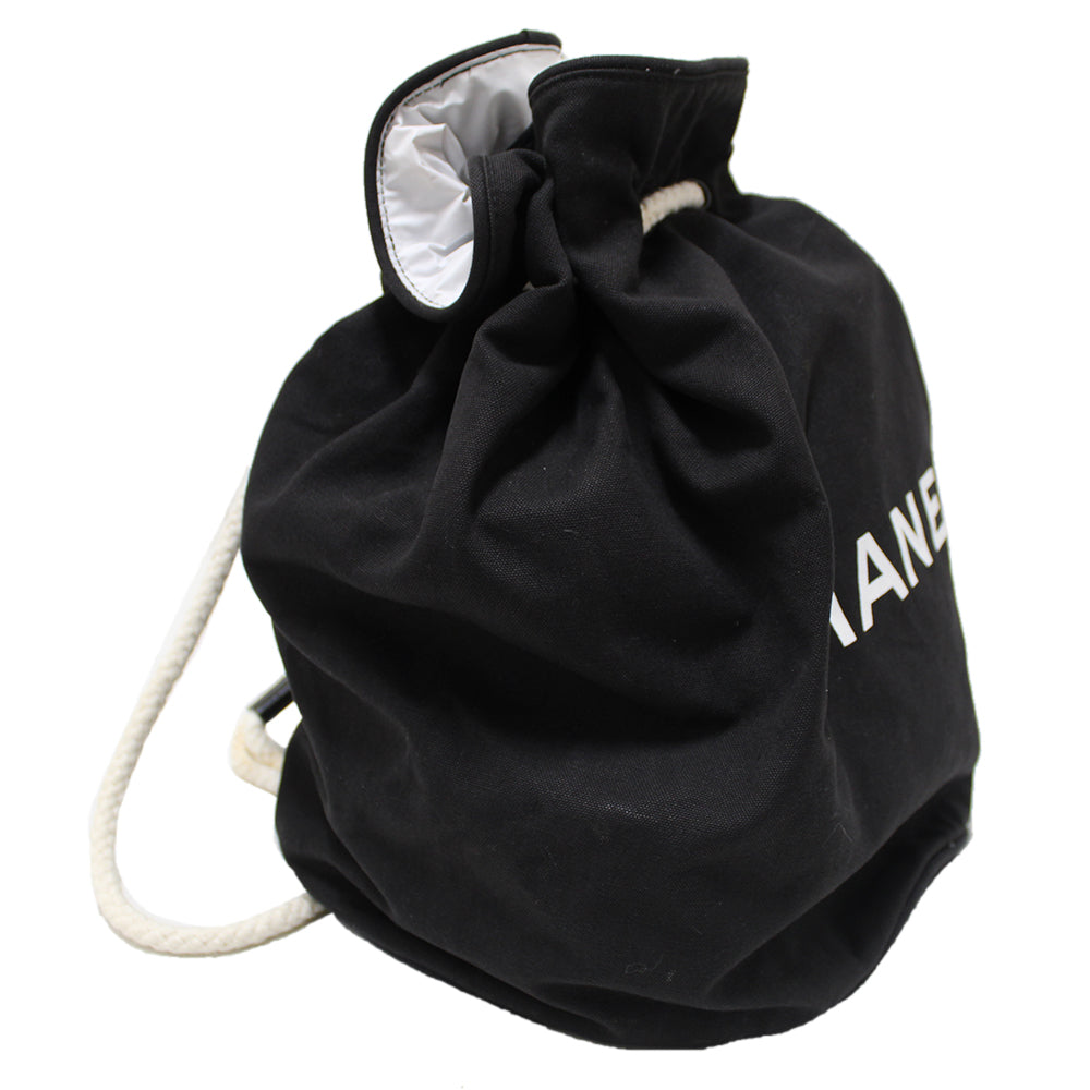 Chanel Black Logo Canvas Big Drawstring Cosmetic Bag Rovelle Bags