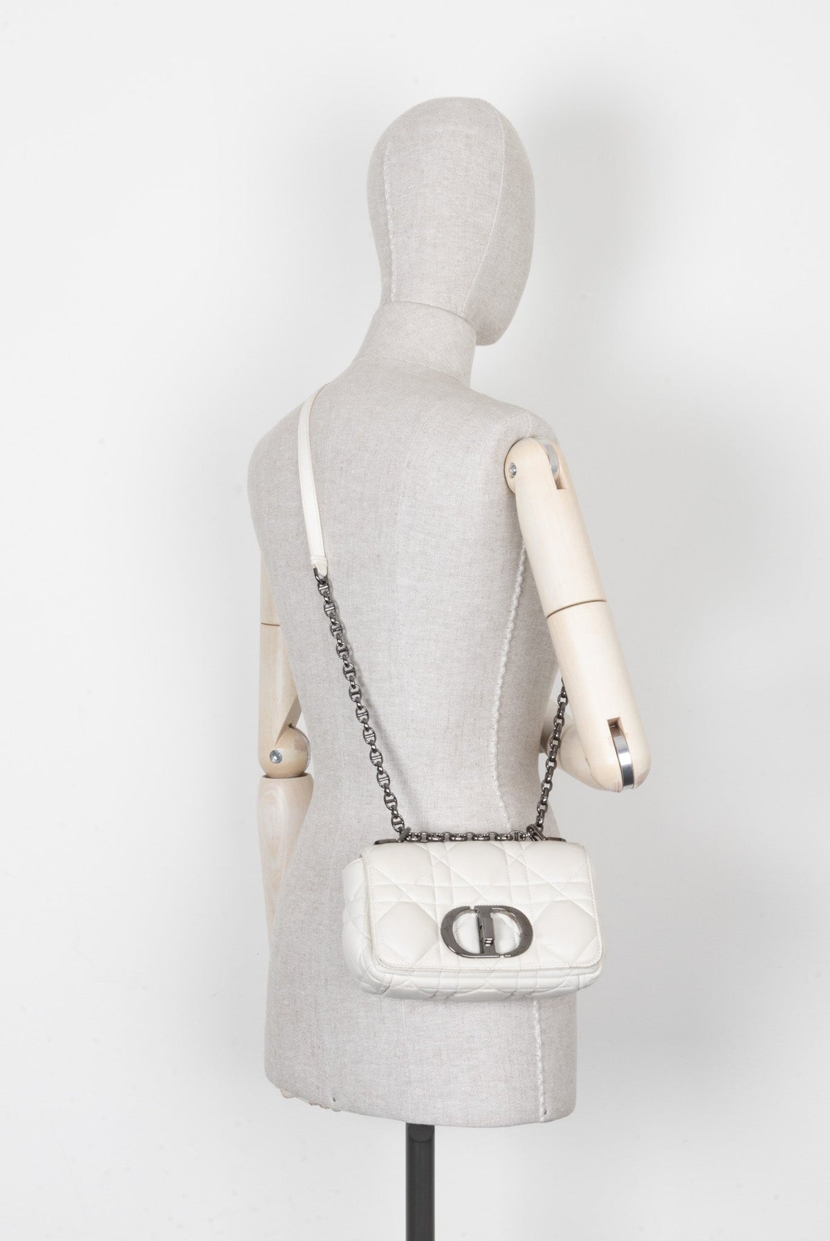 Christian Dior Small Caro Quilted Crossbody Bag White Rovelle Bags