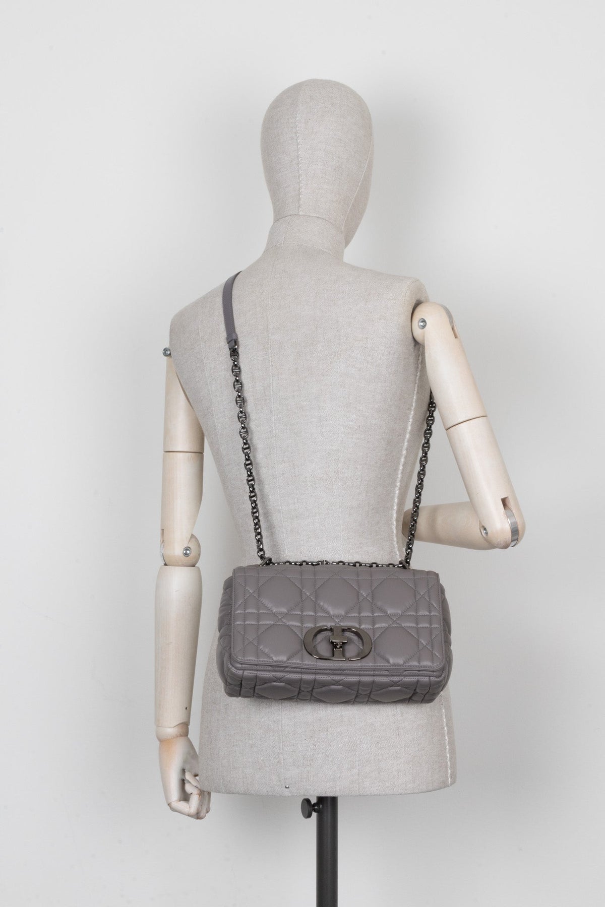 Dior Caro Cannage Grey Shoulder Bag Rovelle Bags