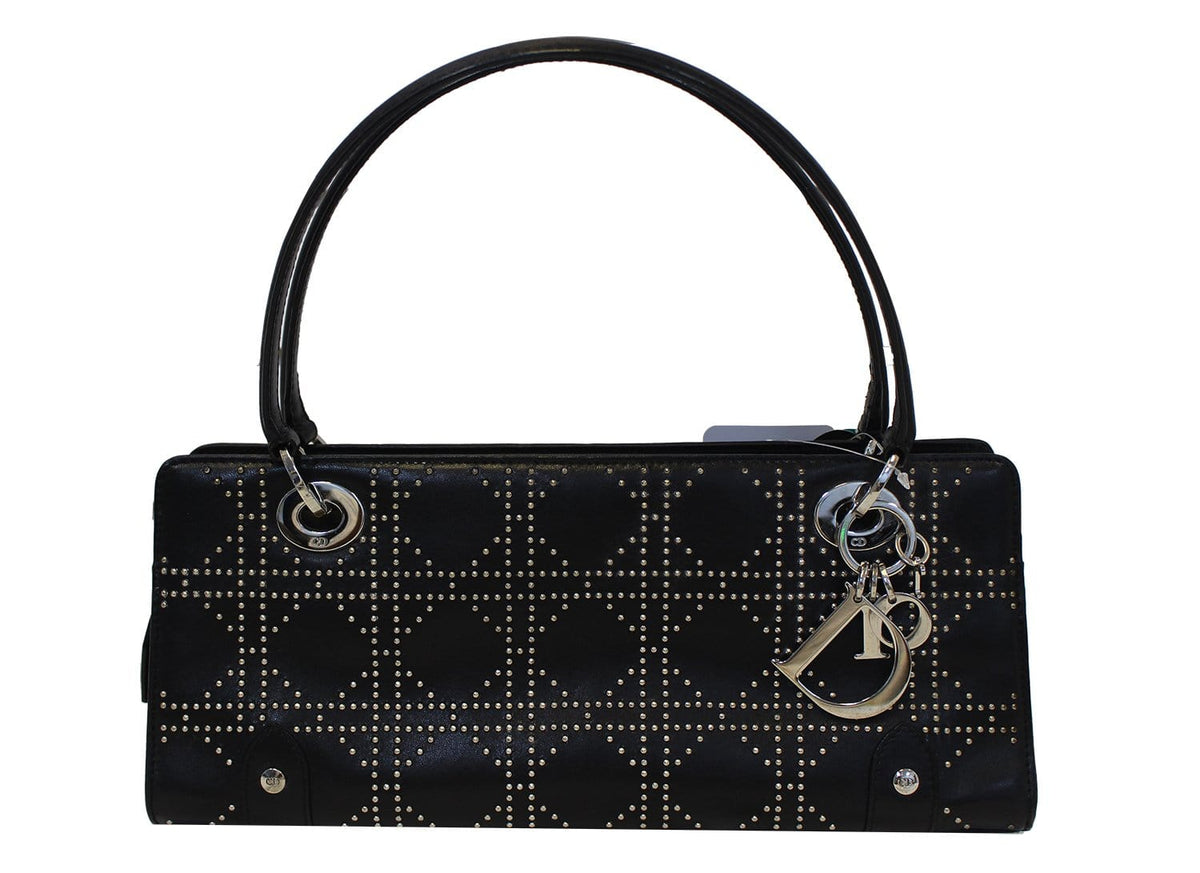 CHRISTIAN DIOR Black Studded Lady Dior Shoulder Bag Rovelle Bags