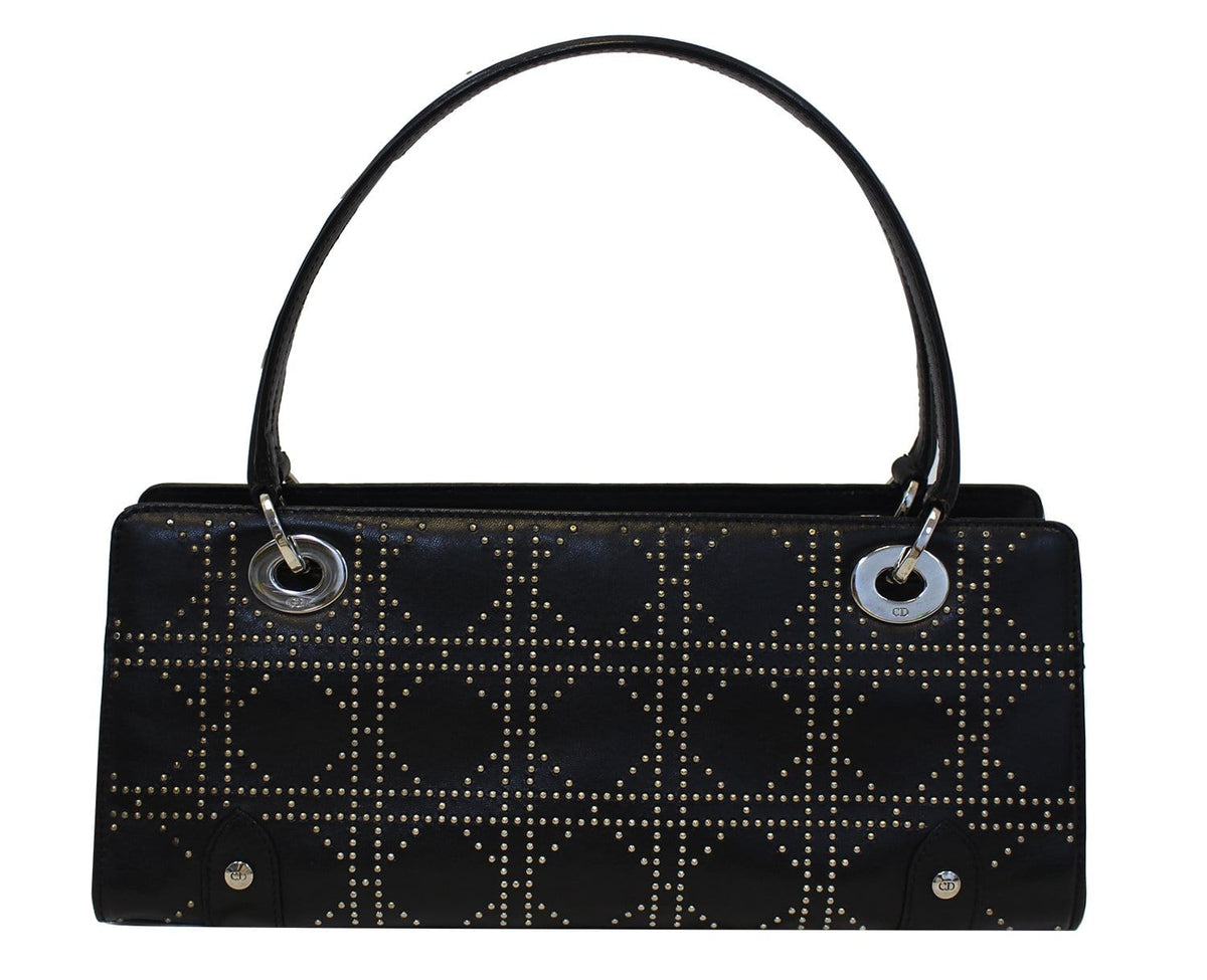 CHRISTIAN DIOR Black Studded Lady Dior Shoulder Bag Rovelle Bags