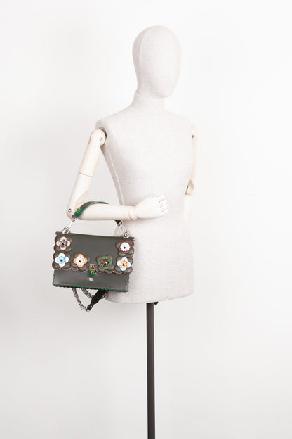 FENDI Flowerland Kan I Bag Embellished Leather Bag Green Rovelle Bags
