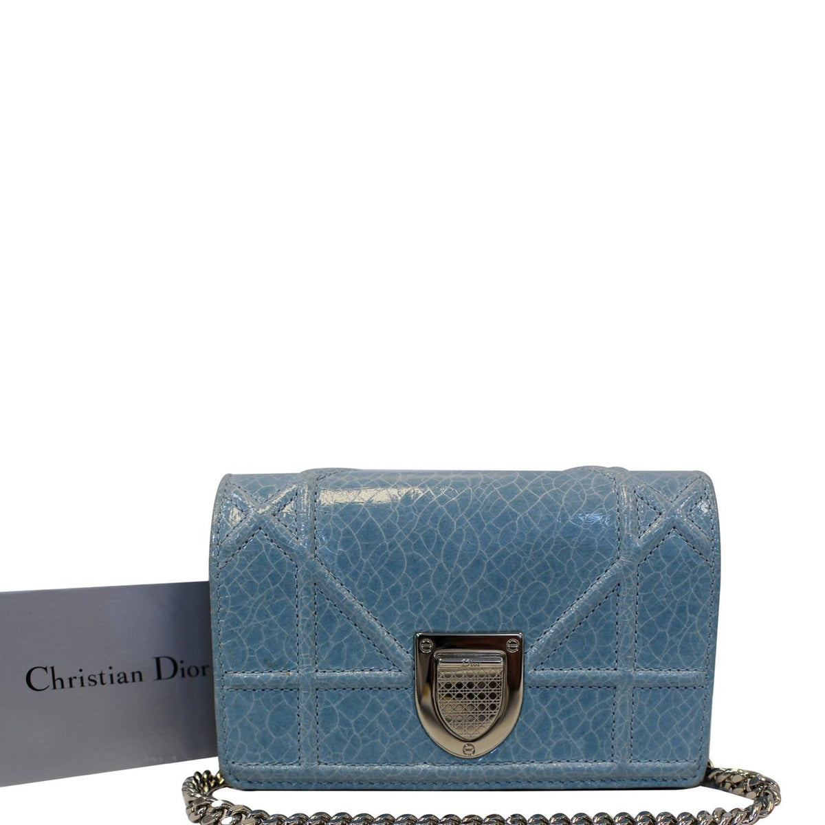 CHRISTIAN DIOR Aqua Blue Leather Mini Diorama Crossbody Bag - Last Call Rovelle Bags