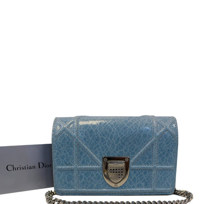 CHRISTIAN DIOR Aqua Blue Leather Mini Diorama Crossbody Bag - Last Call Rovelle Bags