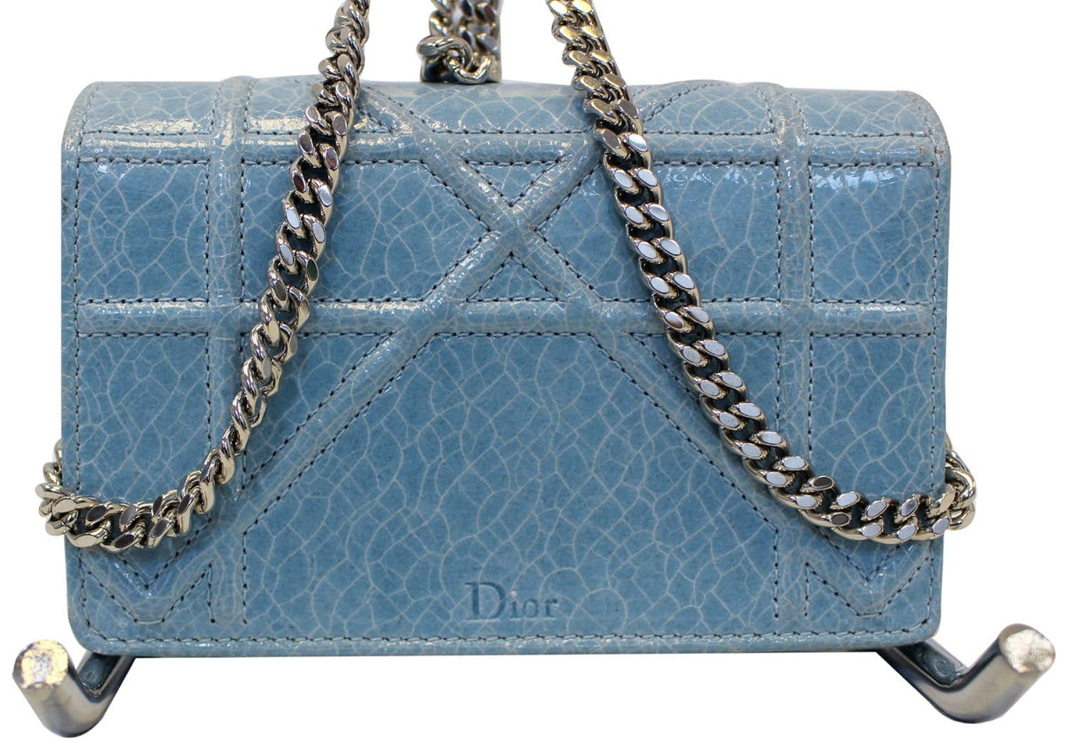 CHRISTIAN DIOR Aqua Blue Leather Mini Diorama Crossbody Bag - Last Call Rovelle Bags