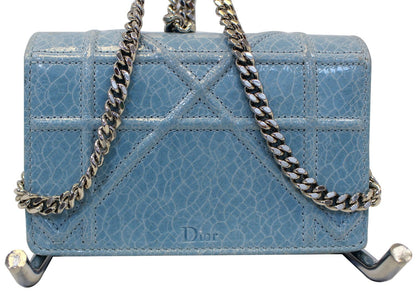 CHRISTIAN DIOR Aqua Blue Leather Mini Diorama Crossbody Bag - Last Call Rovelle Bags