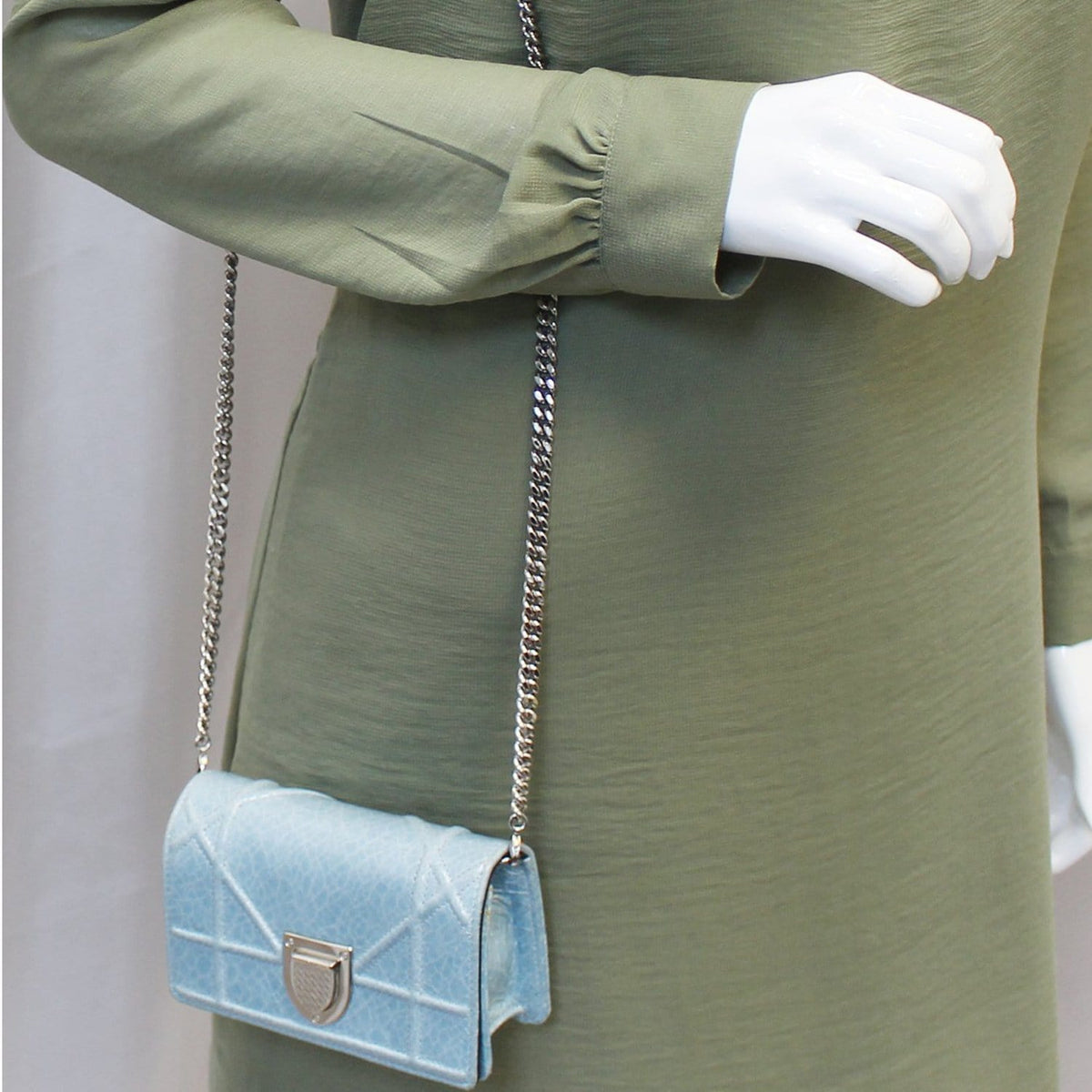 CHRISTIAN DIOR Aqua Blue Leather Mini Diorama Crossbody Bag - Last Call Rovelle Bags