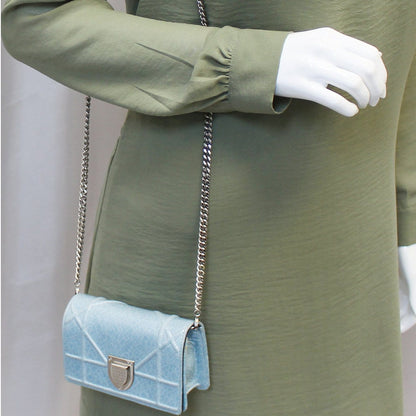 CHRISTIAN DIOR Aqua Blue Leather Mini Diorama Crossbody Bag - Last Call Rovelle Bags