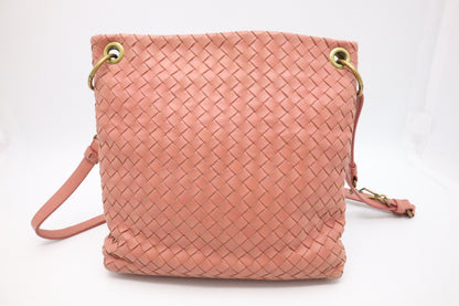 Bottega Veneta Crossbody in Salmon Pink Intrecciato Leather