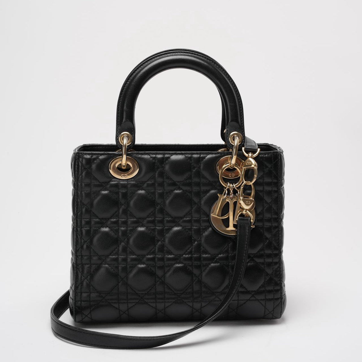 Dior Lady Dior Medium Bag Black Cannage Rovelle Bags