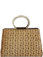 Luxury CELINE Unborn Calf C Macadam Pattern Top Handle Bag Beige/Dark Brown