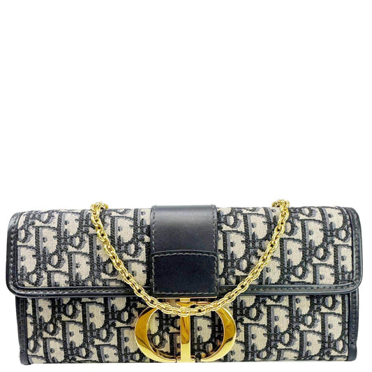 CHRISTIAN DIOR 30 Montaigne Oblique Jacquard Crossbody Clutch Bag Navy Blue Rovelle Bags